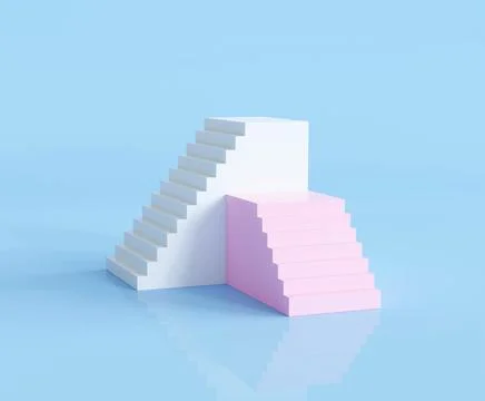 3d render abstract minimal stairs background Stock Illustration