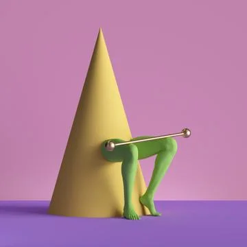 3d render, abstract minimal surreal contemporary art. Geometric concept Stock Illustration