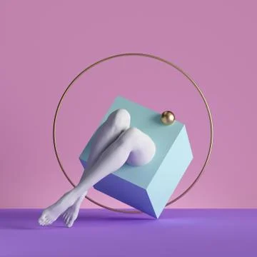 3d render, abstract minimal surreal contemporary art. Geometric concept Stock Illustration