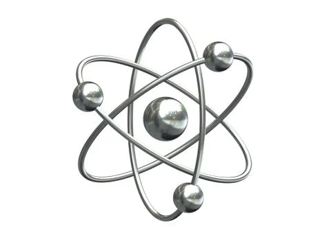 3D render of abstract model of atom isolated on white background. Stock Illustration