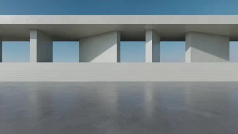 3d render of abstract modern architecture with empty concrete floor Stock Footage 334840582