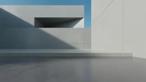 3d render of abstract modern architecture with empty concrete floor Stock Footage 334840584