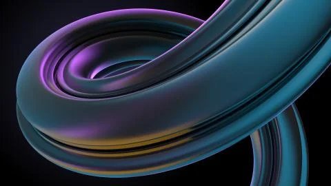 3d render abstract modern background with twisted element. Reflective extrude Stock Illustration