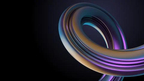 3d render abstract modern background with twisted element. Reflective extrude Stock Illustration