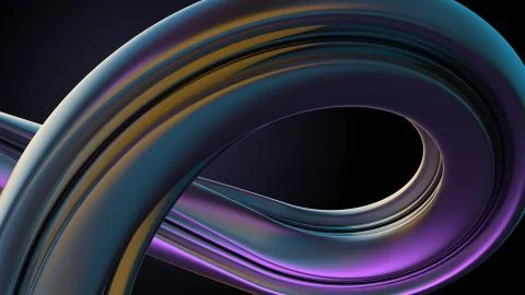 3d render abstract modern background with twisted element. Reflective extrude Stock Illustration