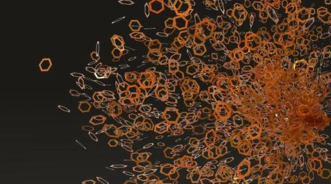 3D Render Abstract, Modern background, gold hexagonal ring spreading Stock Illustration