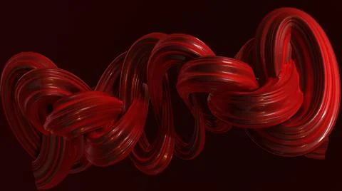 3D Render Abstract, Modern background, liquid red line, chaos flow pattern Stock Illustration