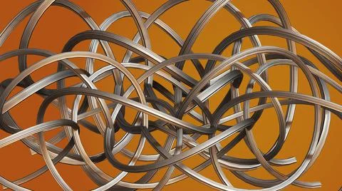 3D Render Abstract, Modern background, metallic white line chaos pattern Stock Illustration