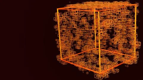 3D Render Abstract, Modern background, cube particles, with cube pattern Illustrazione stock