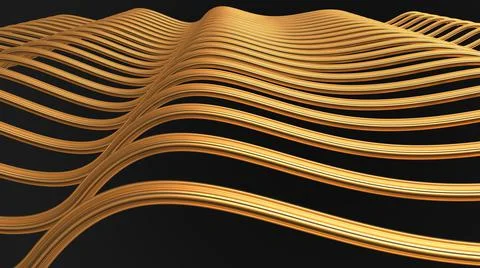 3D Render Abstract, Modern background, golden line wave pattern Stock Illustration