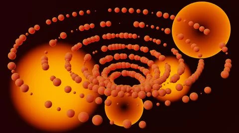 3D Render Abstract, Modern background, orange ball spiral pattern Stock Illustration