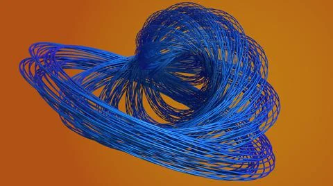 3D Render, Abstract Modern Background, blue lines circle shape Stock Illustration