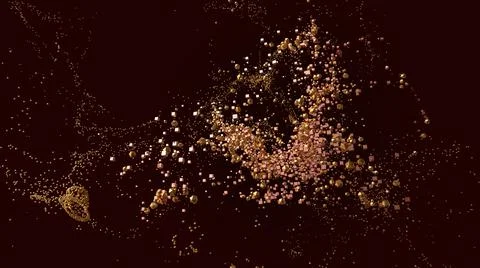 3D Render, Abstract Modern Background, golden particles chaos pattern Stock Illustration