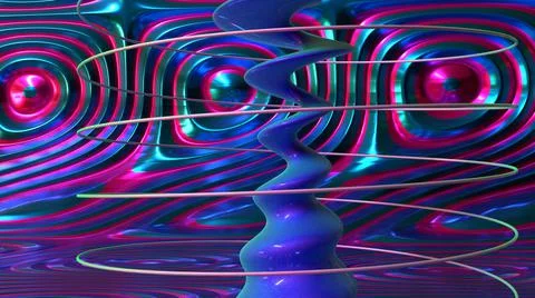 3D Render, Abstract Modern Background, metallic purple spiral object and spiral  Illustrazione stock