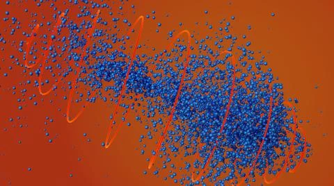 3D Render, Abstract Modern Background, blue particles chaos pattern with spiral  Stock Illustration