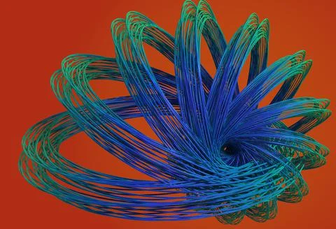 3D Render, Abstract Modern Background, blue and green gradient lines circle patt Illustrazione stock