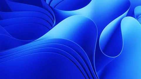 3d render, abstract modern blue background, folded cloth macro, fashion wallp Stock Photos