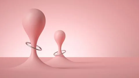 3d render, abstract modern minimal background, pastel pink vertical liquid Stock Illustration