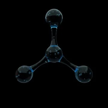 3d render of abstract molecule structure made of liquid material. Glass mater 스톡 일러스트