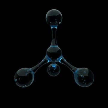 3d render of abstract molecule structure made of liquid material. Glass mater Stock Illustration