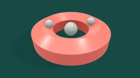 3d render Abstract multi-colored objects on dark green background Illustrazione stock