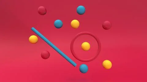 3d render Abstract multi-colored objects minimalist background Stock Illustration
