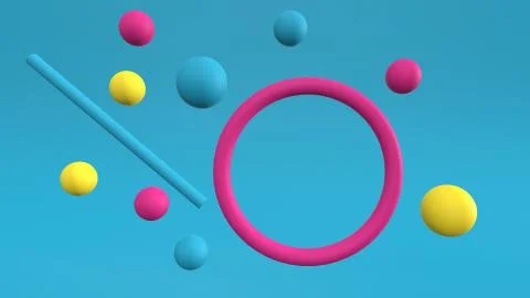 3d render Abstract multi-colored objects minimalist background Stock Illustration