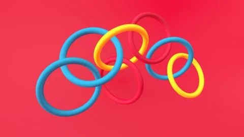 3d render Abstract multi-colored objects minimalist background Stock Illustration