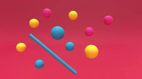 3d render Abstract multi-colored objects minimalist background Illustrazione stock