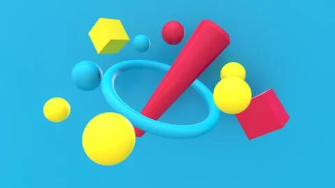 3d render Abstract multi-colored objects minimalist background 스톡 일러스트