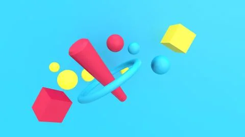 3d render Abstract multi-colored objects minimalist background 스톡 일러스트