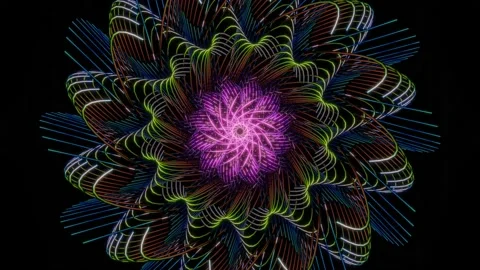 3d render. Abstract neon animation background with rotation wavy color patterns. Видео 170835411