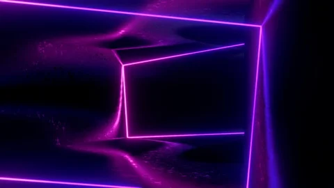 3d render abstract neon background, flying forward through rectangular corridor Stock Footage 112370549