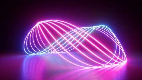 3d render, abstract neon background, spinning pink blue lines in ultraviolet Video stock 116416368