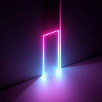 3d render, abstract neon background, violet pink vivid light Ilustración de archivo