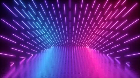 3d render, abstract neon background, empty performance stage, ultraviolet Illustrazione stock