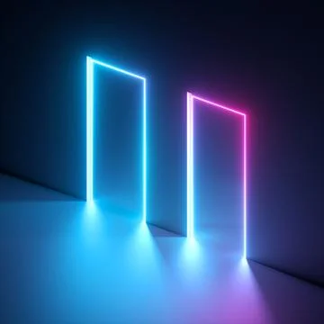 3d render, abstract neon background, pink blue vivid light, ultraviolet Ilustración de archivo