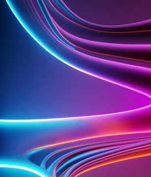 3d render, abstract neon background with colorful glowing curvy lines. Mini.. Stock Photos
