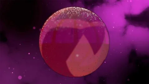 3d render of abstract neon ball gleaming with different shades of purple over Stock Illustration