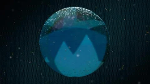 3d render abstract neon ball gleaming with different shades of blue over black 스톡 일러스트