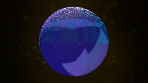 3d render abstract neon ball gleaming with different shades of blue over black Stock Illustration
