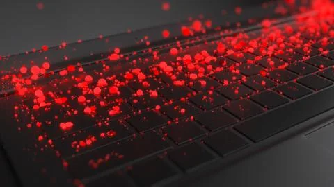 .3d render of abstract notebook piece with balls symbolize virus Stock Illustration