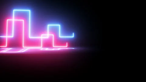 3d render, abstract panoramic background, Realistic neon pink and blue wave. Stock Footage 274571429