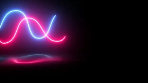 3d render, abstract panoramic background, Realistic neon Blue and Red wave. Stock Footage 274572359