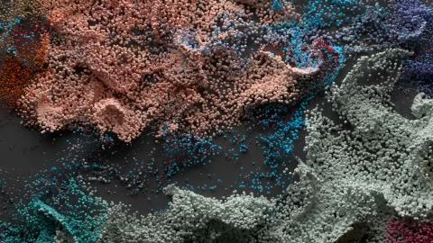 3d render abstract particle background. A lot of random particles forced with Stock Illustration