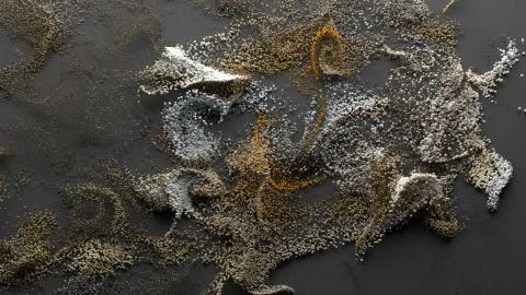 3d render abstract particle background. A lot of random particles forced with Stock Illustration