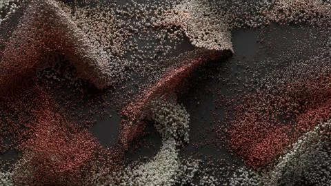 3d render abstract particle background. A lot of random particles forced with Stock Illustration