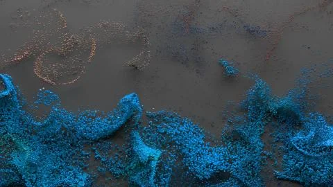 3d render abstract particle background. A lot of random particles forced with Stock Illustration