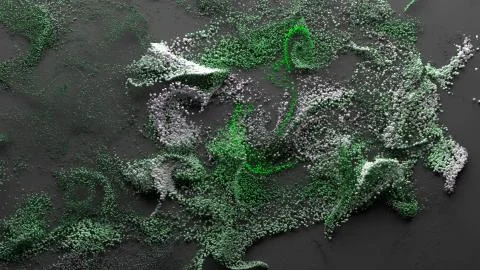 3d render abstract particle background. A lot of random particles forced with Stock Illustration