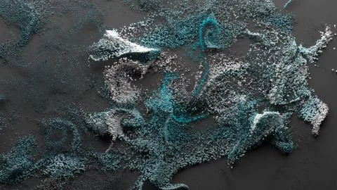 3d render abstract particle background. A lot of random particles forced with Stock Illustration